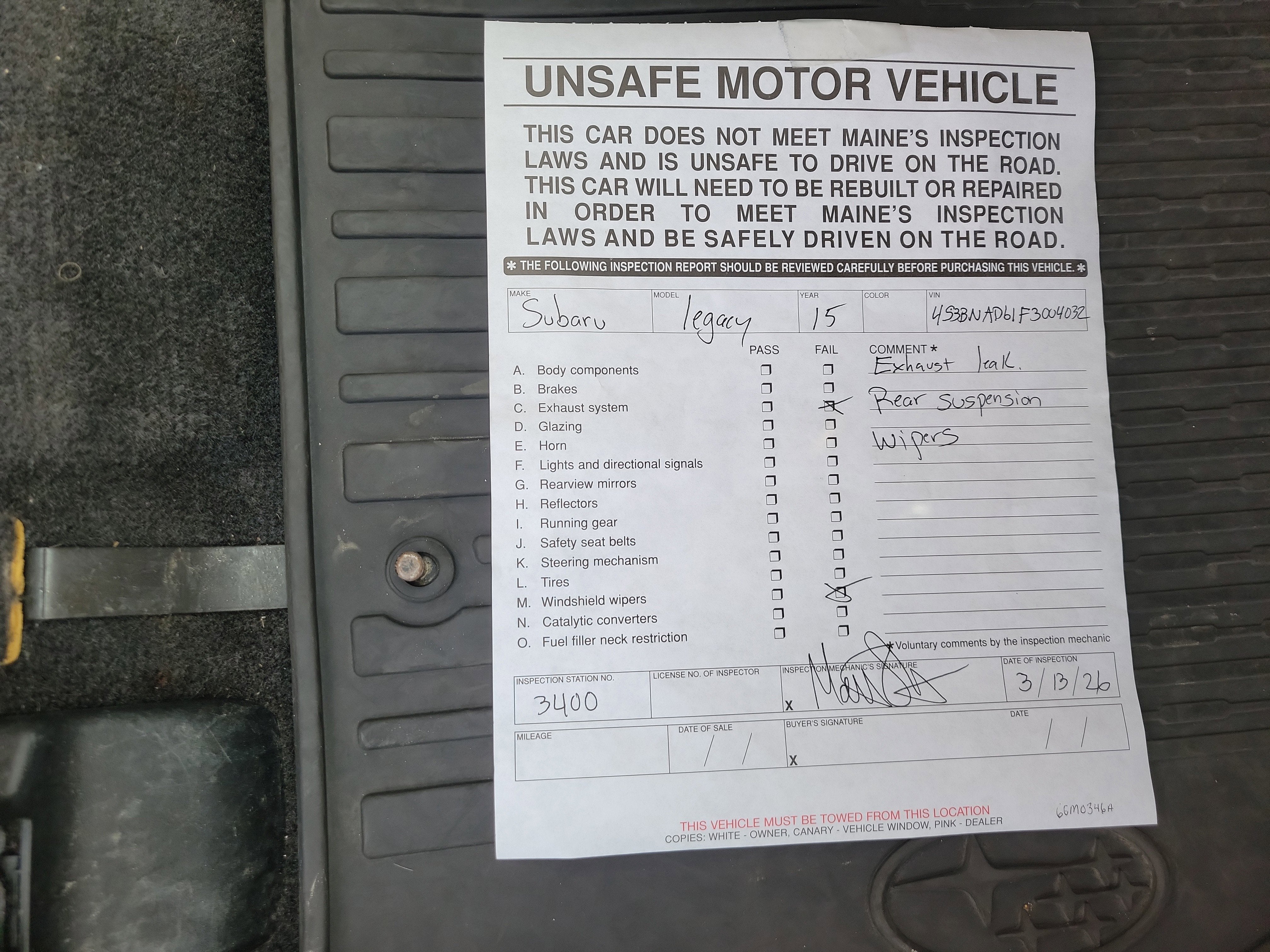 2015 Subaru Legacy 2.5i Premium